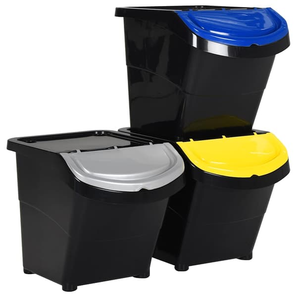 vidaXL stabelbare affaldsbeholdere, 3 stk., sort, PP, 78 l