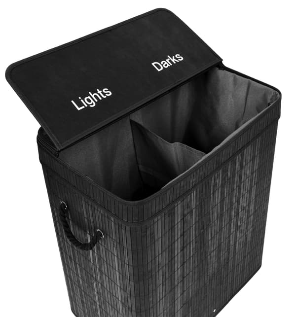 Bambu tvättkorg med lock 100L svart