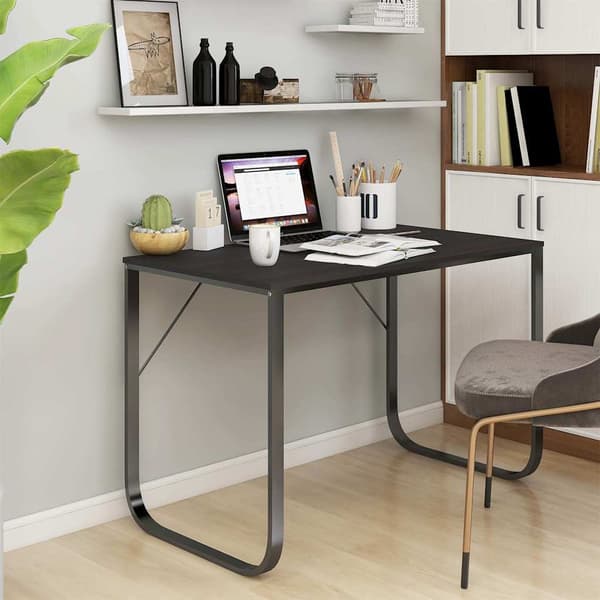vidaXL computerbord, sort, 110x60x73 cm, spånplade