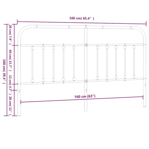 vidaXL metalsengegavl sort 160 cm