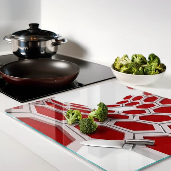 Dekorativ glastavle med 3D-grafik til servering af snacks 60x52 cm