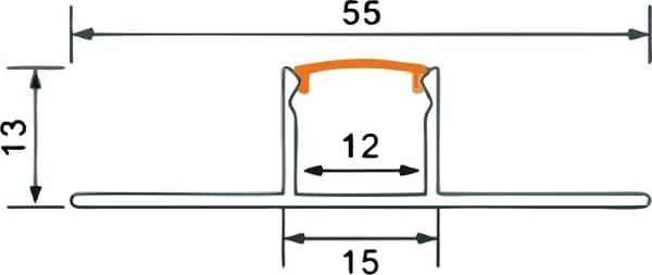 Profil til LED-strips under keramiske fliser til pap-/gipsplader. Skærmsæt.
