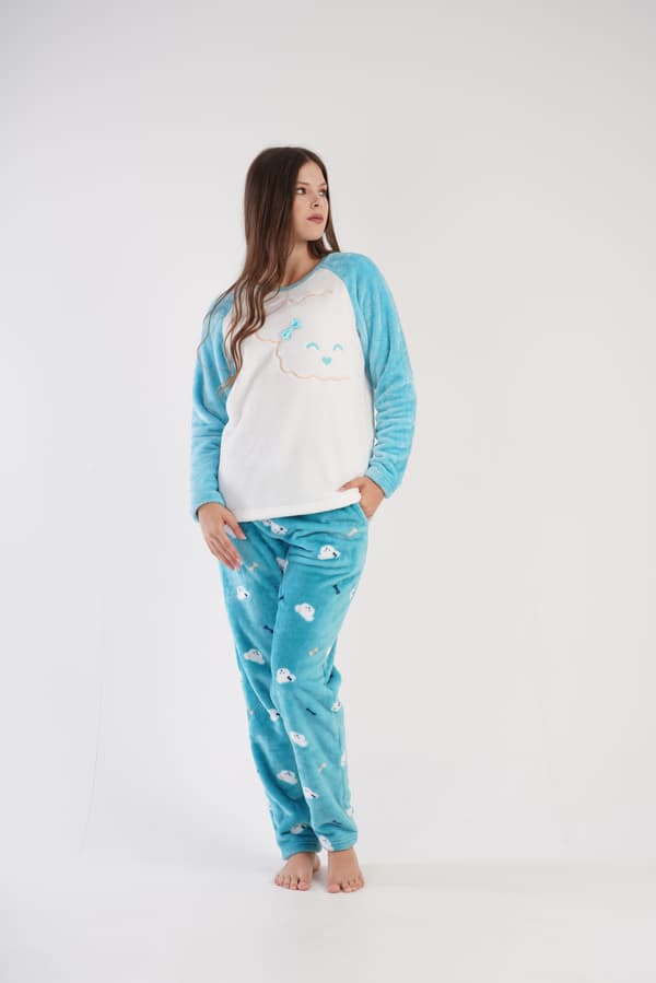 Dam vinterplyschpyjamas S 36 varm tjock