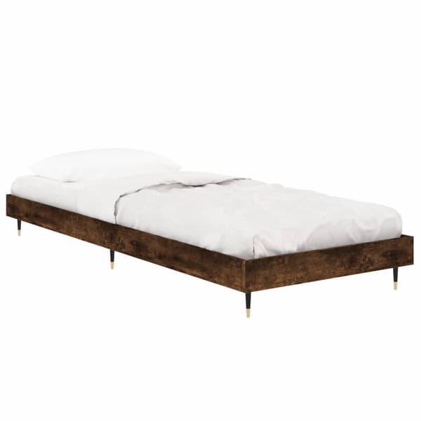 vidaXL Seng uden madras, røget eg, 75x190 cm