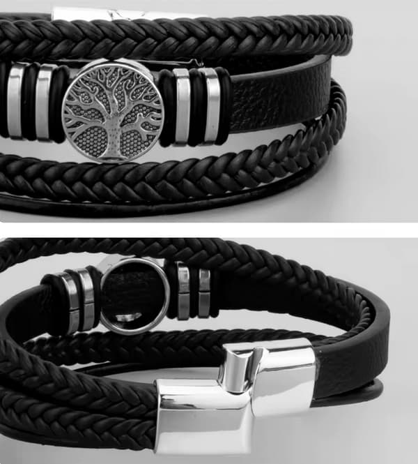 Herrläderarmband Premium flätat läderarmband Gåva