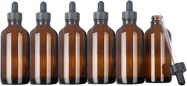 Bärnstensfärgade glasflaskor med dropp 120 ml 6 st