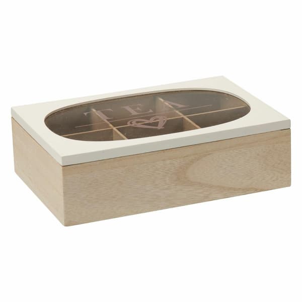 Tebeholder med 6 rum, glaseret, 24x16 cm