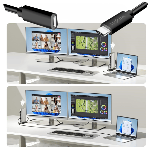 USB-C 2.0 förlängningskabel 1m LogiLink USB Typ-C-kabel 480Mb/sPD 100W Svart