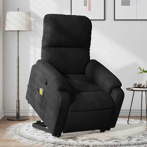 vidaXL Lyftbar massagefåtölj, svart, mikrofiber