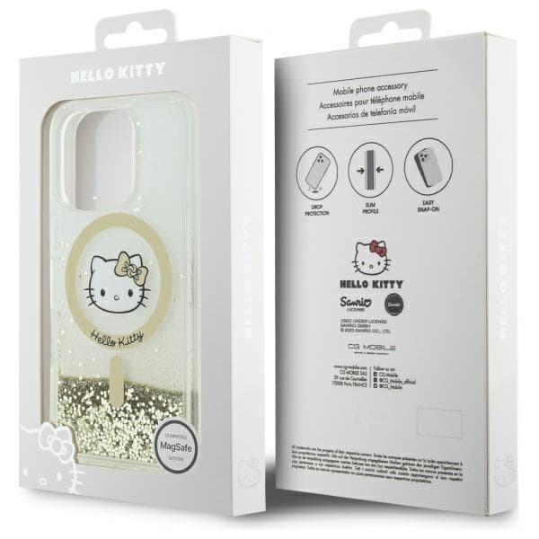 Hello Kitty Liquid Glitter Fever MagSafe-etui til iPhone 16 Pro Max, hvidguld