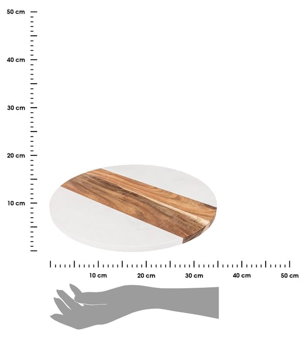 Drejelig marmor- og træplade 35 cm