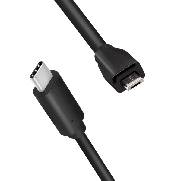 USB-C til Micro USB-kabel 0,5m LogiLink USB 2.0 C/M til Micro-USB/M 480Mbps 3A Sort Hurtig opladning og synkronisering