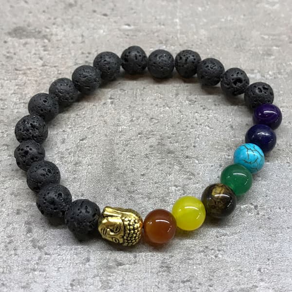 Boho armband med vulkanisk sten. Buddha Chakra 02