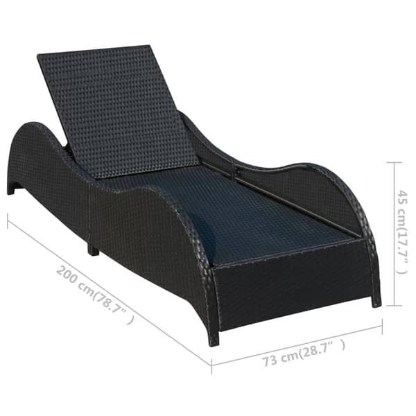 vidaXL havesolseng med hynde, polyrattan, sort