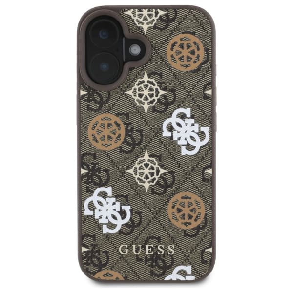 Guess Peony On 4G Background MagSafe-cover til iPhone 16, brun