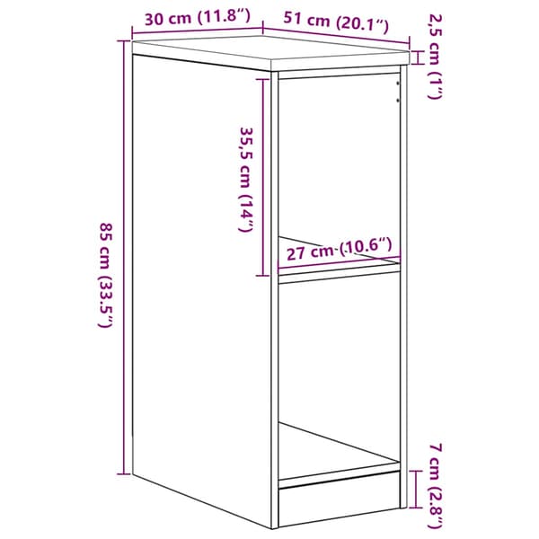 vidaXL garageskab sort 30x51x85 cm