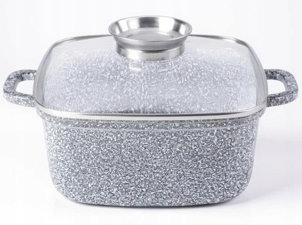 Fyrkantig kruka 26 cm. Granit Masterpan MP-2109 med lock