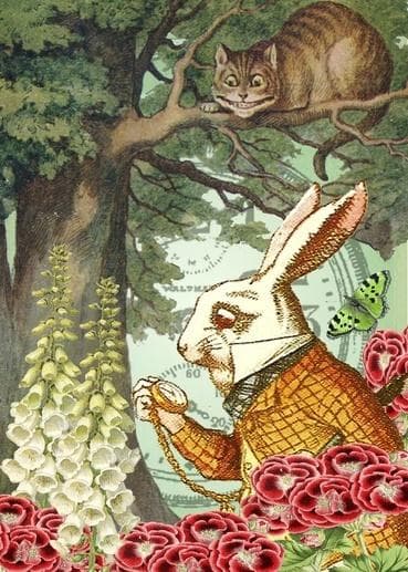 B6-kort med Alice i Underlandet-kuvert
