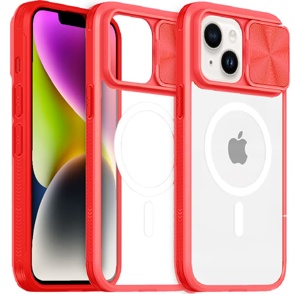 iPhone 15 cover, slidekamera Magsafe, rød