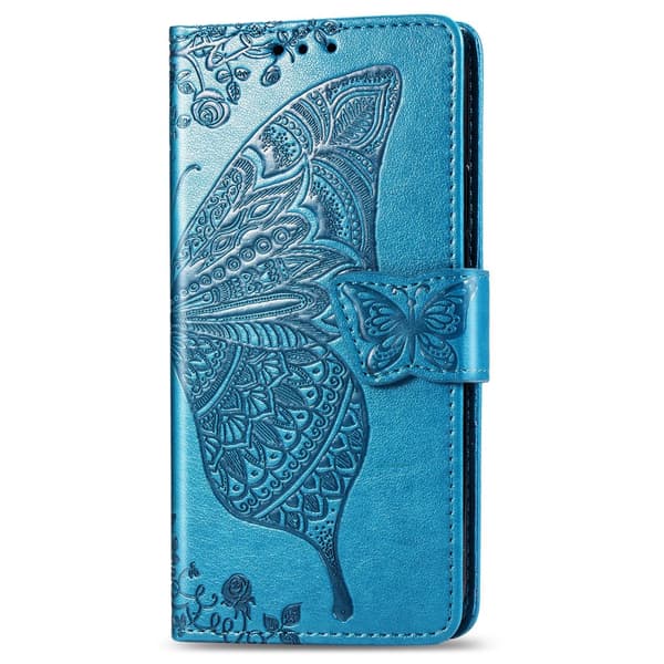 Flip-etui til Xiaomi Redmi 9, Butterfly, blå