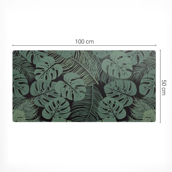 Modern skrivebordsmatte til distancearbejde, tropiske blade, 100x50 cm