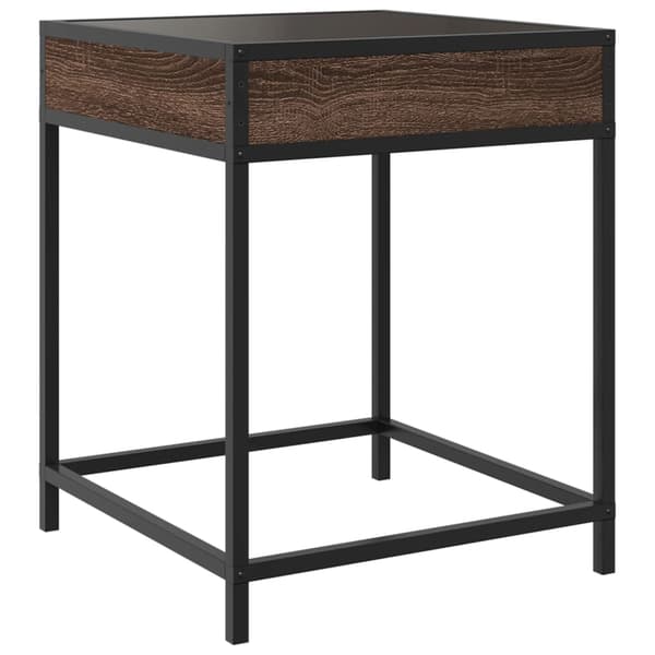 vidaXL Infinity sofabord med LED-lys brunt egetræ 40x40x51 cm