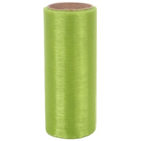 Grøn organza til dekoration, 12 cm bred og 9 m lang