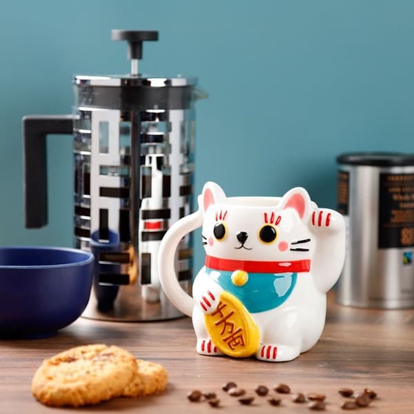 PKMUG381 Valkoinen Maneki Neko Muki