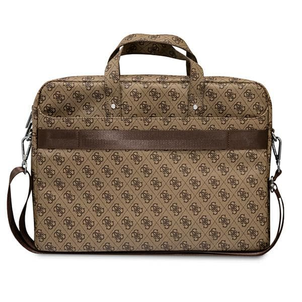 Guess Saffiano Triangle Logo-taske til en bærbar computer op til 16", brun