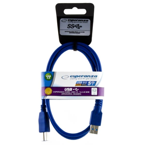 EB149 ESPERANZA USB 3.0-KABEL - 1,0 M AB M/M (UTSKRIFT, SKANNING, EXTERN HÅRDDISK)