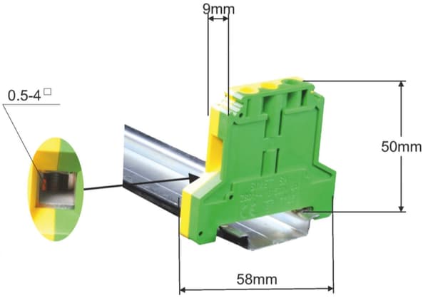 Kierreliitin suojakiskoon 4mm2 32A TS35 SIMET -kiskoon