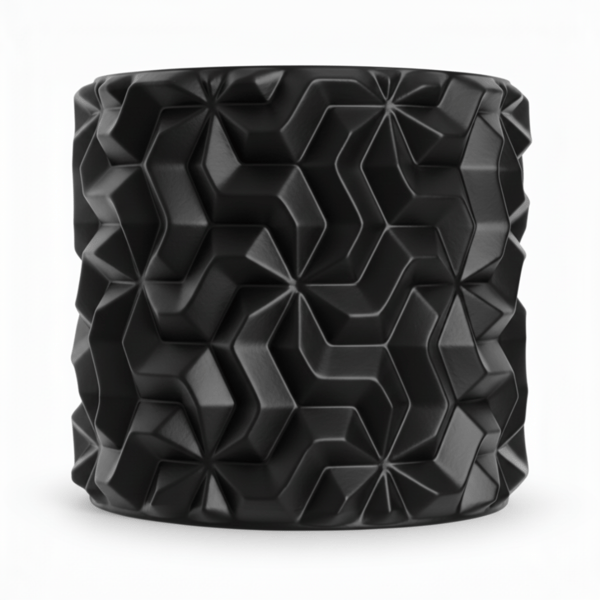 Sort urtepotteskjuler med 3D geometrisk mønster til loftplanter