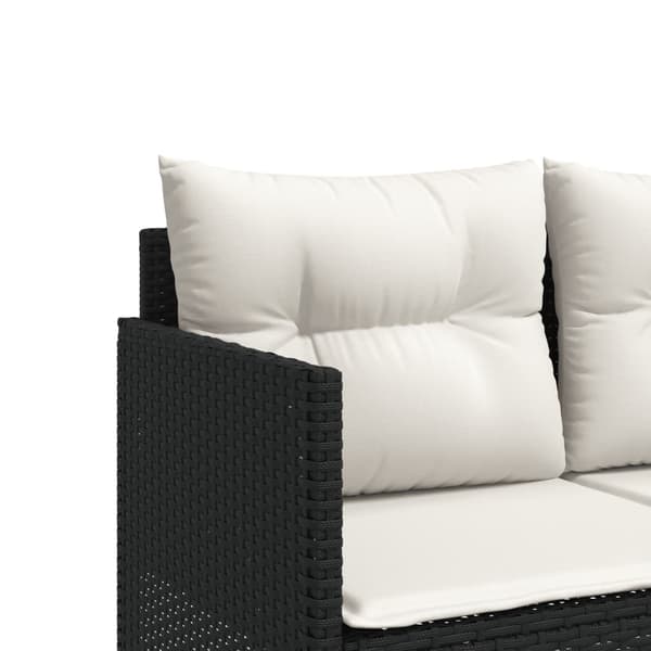 vidaXL dagseng med hynder, sort, polyrattan