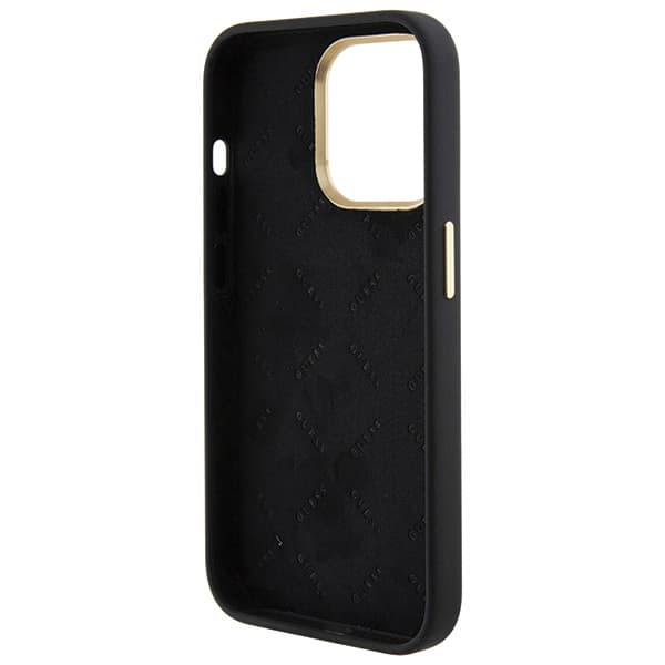 Guess Silikone Logo Strass 4G Etui til iPhone 15 Pro, Sort