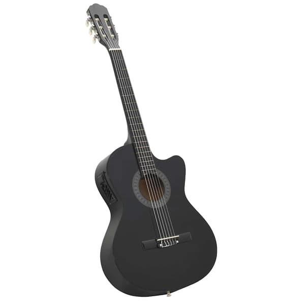 vidaXL Klassisk gitarr med cutaway, 6 strängar och equalizer, svart