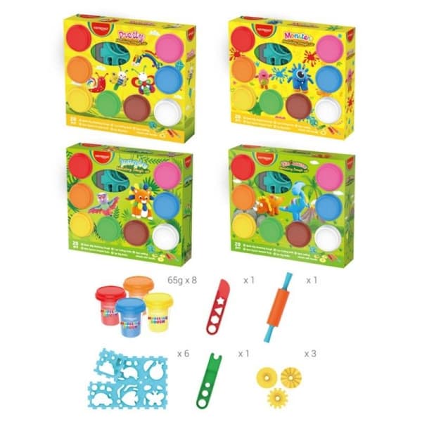 Play-Doh 8x65g, sæt med værktøjer og forme MIX
