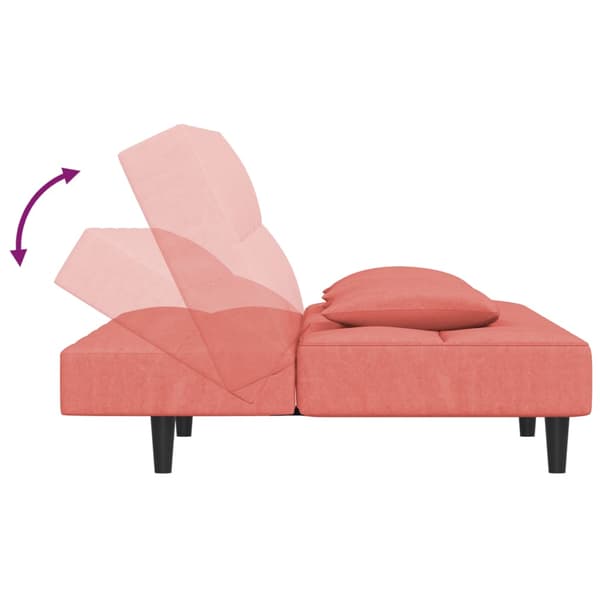 vidaXL 2-sitssoffa med 2 kuddar, rosa sammet