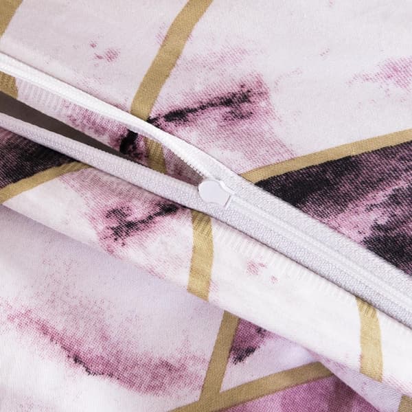 Bomullssängkläder 220x200 satin BOMULL svart rosa geometrisk marmor