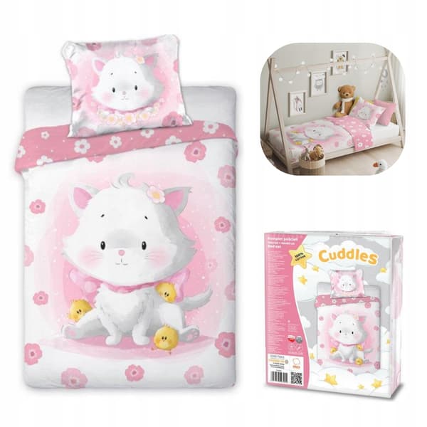 Kitty Cuddle Sengesæt 100x135+40x60 Bomuld Pink