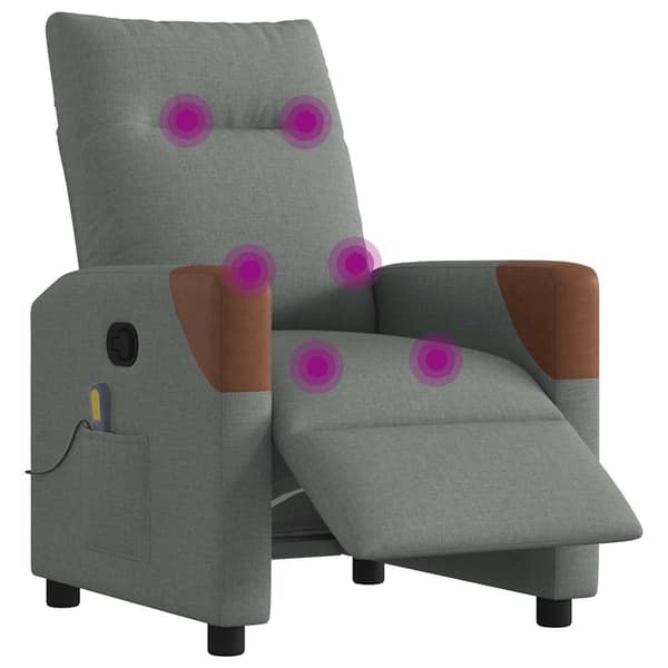 vidaXL elektrisk lænestol med massagefunktion, mørkegrå, stof