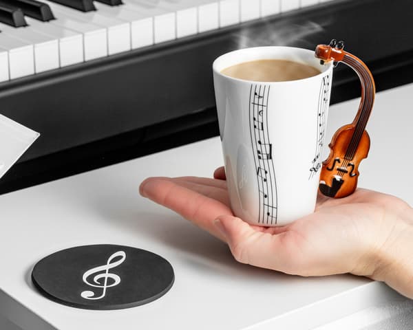 Musikduo-sæt - VIOLIN krus + bordskåner