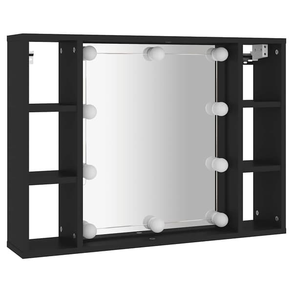 vidaXL spejlskab med LED-belysning sort 76x15x55 cm