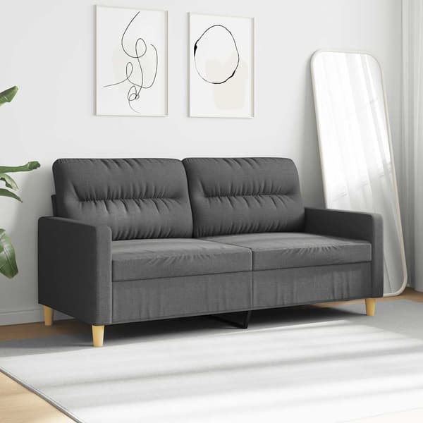 vidaXL 2-sitssoffa, mörkgrå, 140 cm, klädd i tyg