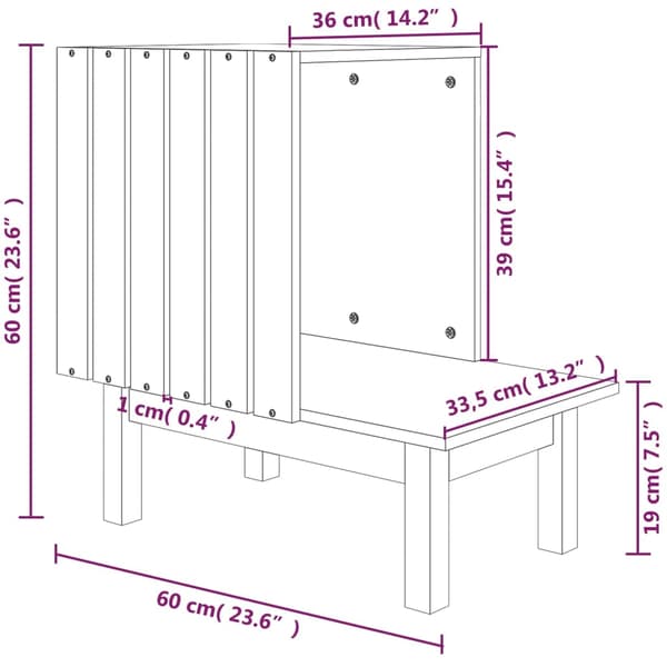 vidaXL Katthus, 60x36x60 cm, massivt furuträ