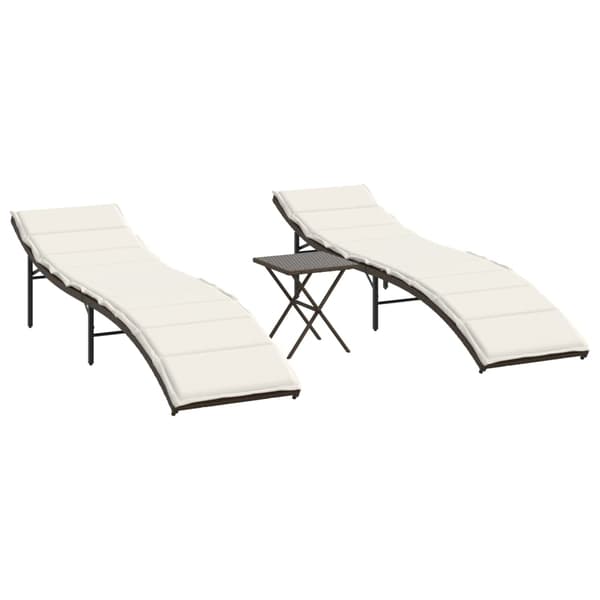 vidaXL Solstolar med bord, set om 2, brun, polyrotting