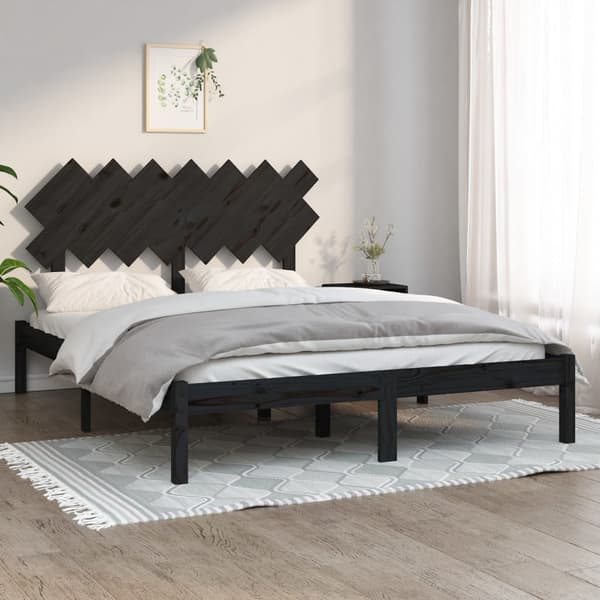 vidaXL sengestel sort 140x190 cm massivt træ