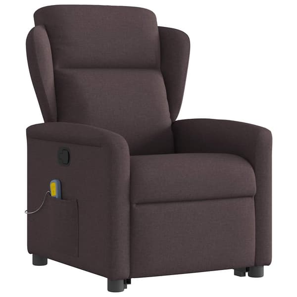 vidaXL Lyftbar massagefåtölj mörkbrunt tyg