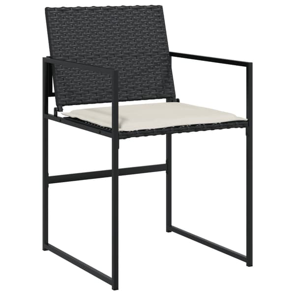 vidaXL havestole med hynder, sæt med 4, sort, polyrattan