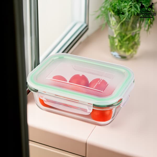 Rektangulär glasbehållare - kapacitet 370 ml