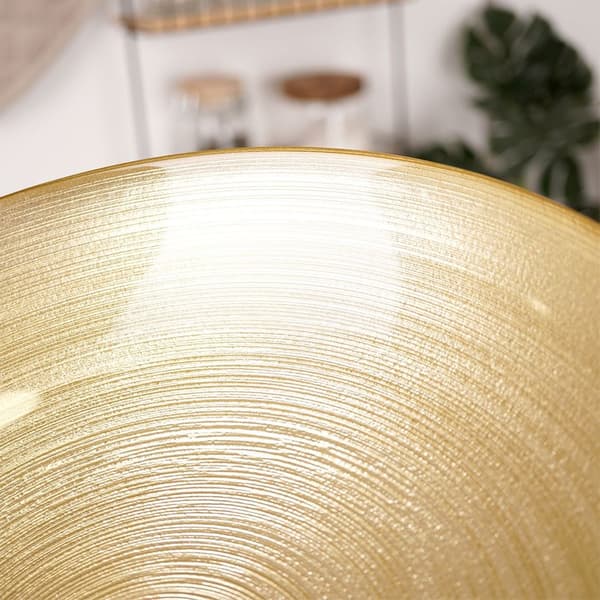 Guldfarvet glaskål 30 cm, 2,2 l